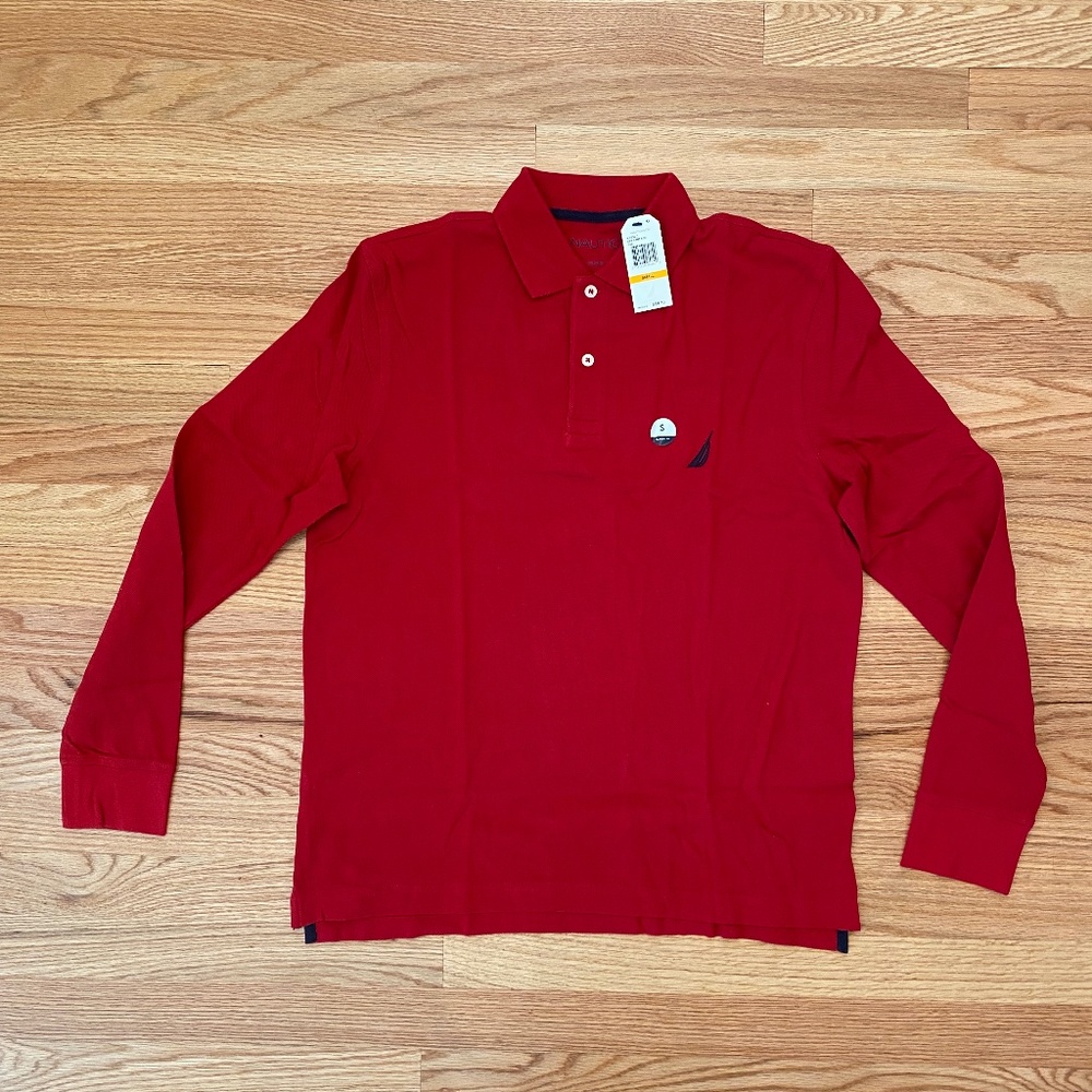 Nautica Classic Fit Long Sleeve Polo Mens S NWT